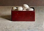 Stilleven met eieren in blik, 45x37cm(?), 2009.VERKOCHT