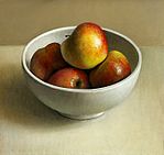 Stilleven met appelen in kommetje, 45x44cm, 2009.VERKOCHT