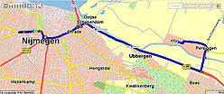 Route vanuit centraal station Nijmegen