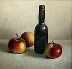 Stilleven met zwarte bierfles, 30x32cm, 2008.