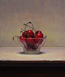Stilleven met kersen, 23x27cm, 2011.VERKOCHT