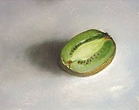 Stilleven met kiwi, 12x14cm, 2009. 