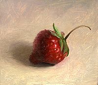 Stilleven met aardbei, 9x8cm, 2009.