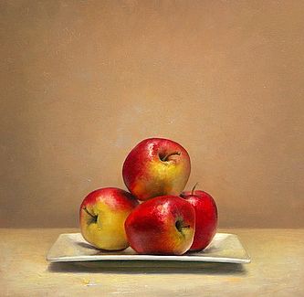 Stilleven met appelen, 42x45cm, 2010.VERKOCHT