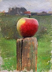 Appel stilleven en Plein-Air, 16x19cm, 2011.VERKOCHT