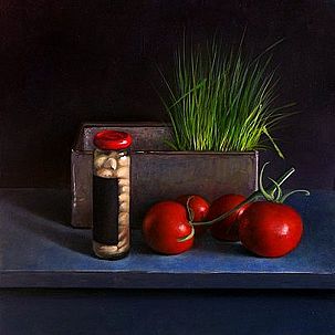 Stilleven met bieslook, 40x40cm, 2009.VERKOCHT