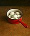 Stilleven met rood steelpannetje, 36x43cm, 2006.VERKOCHT 