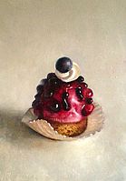 Stilleven met gebakje van Strik, 18x13cm, 2007. VERKOCHT