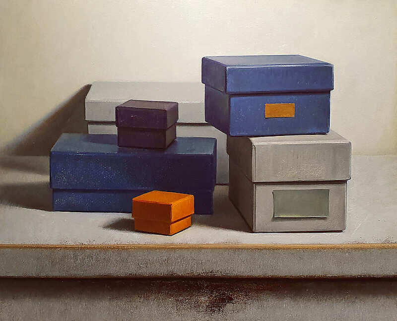 Painting: Stilleven met doosjes