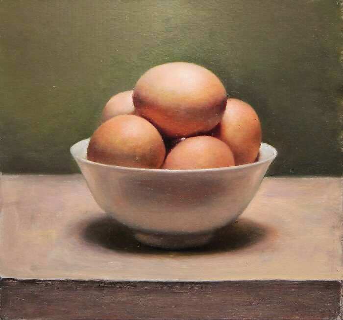Painting: Stilleventje met eieren