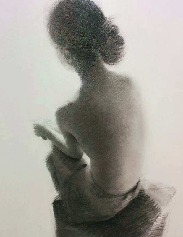 Painting: Figuurstudie in houtskool