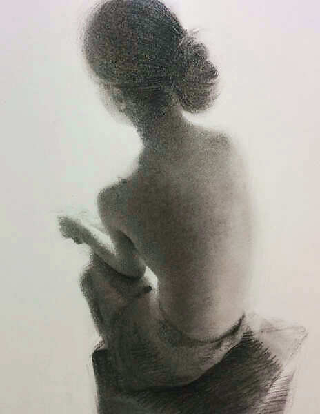 Painting: Figuurstudie in houtskool