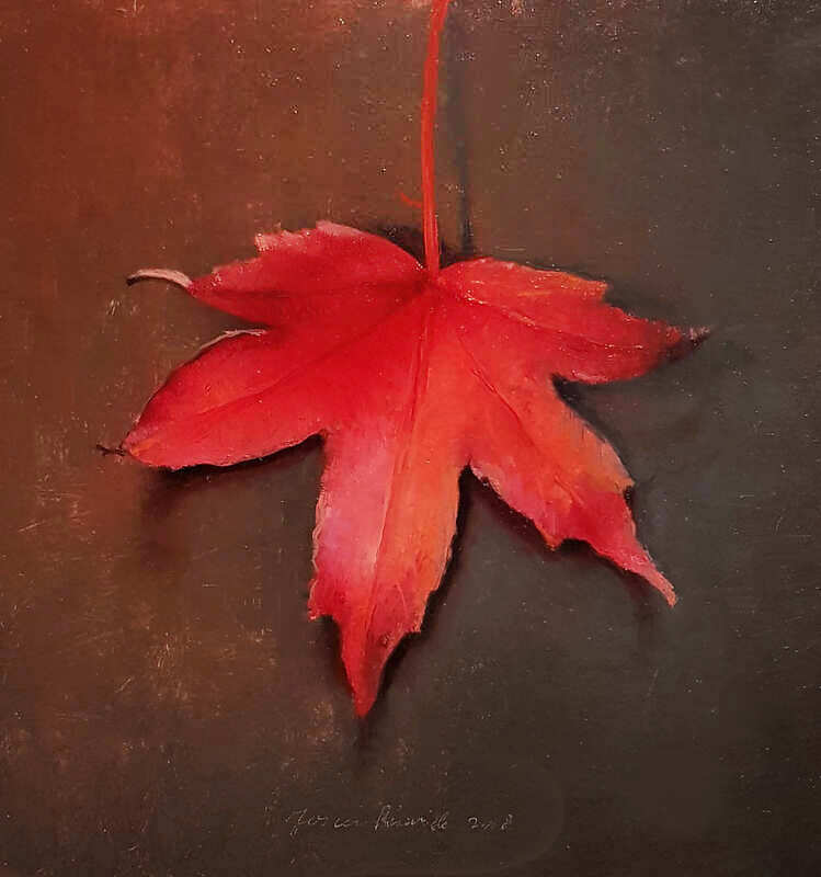 Painting: Stilleven met herfstblaadje