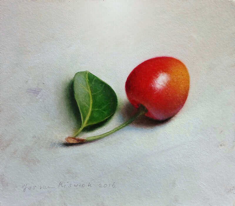 Painting: Kers met blaadje
