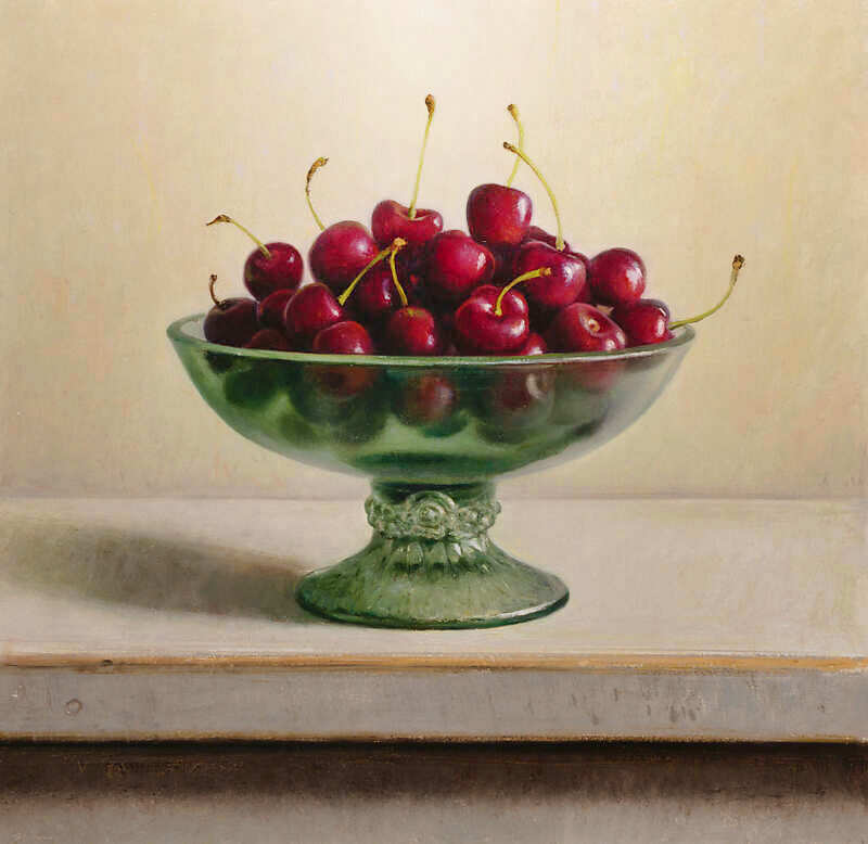 Painting: Stilleven met kersen