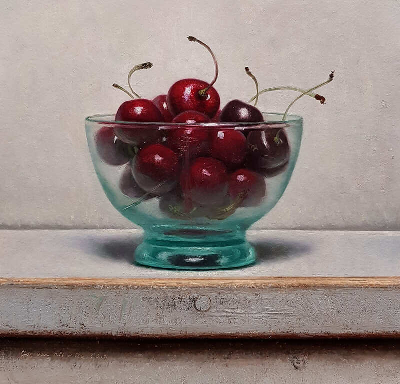Painting: Stilleven met kersen
