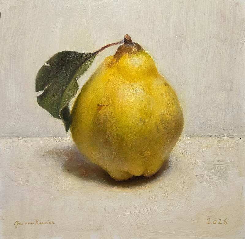 Painting: Stilleven met kweeappel