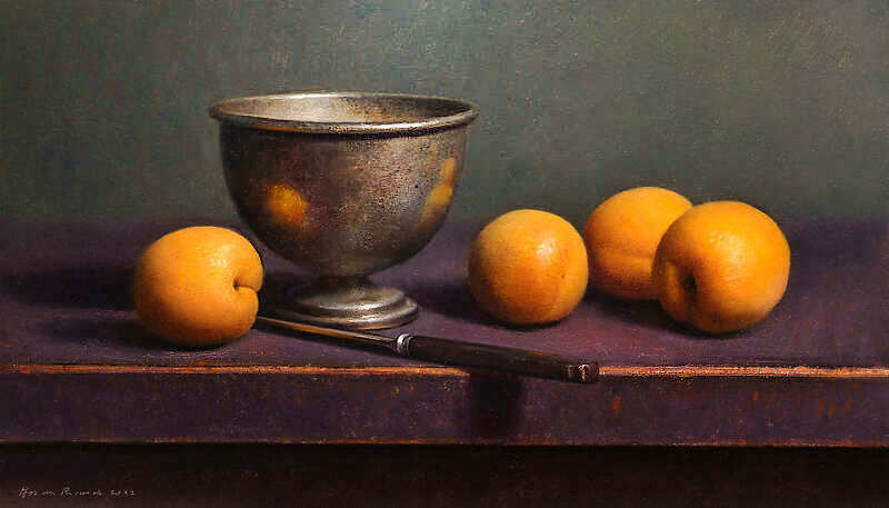 Painting: Stilleven met abrikozen