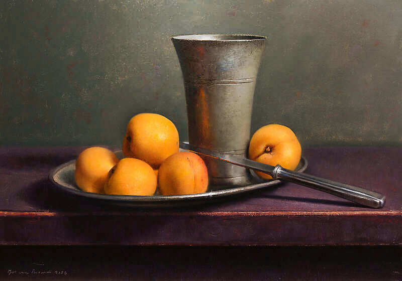 Painting: Stilleven met abrikozen