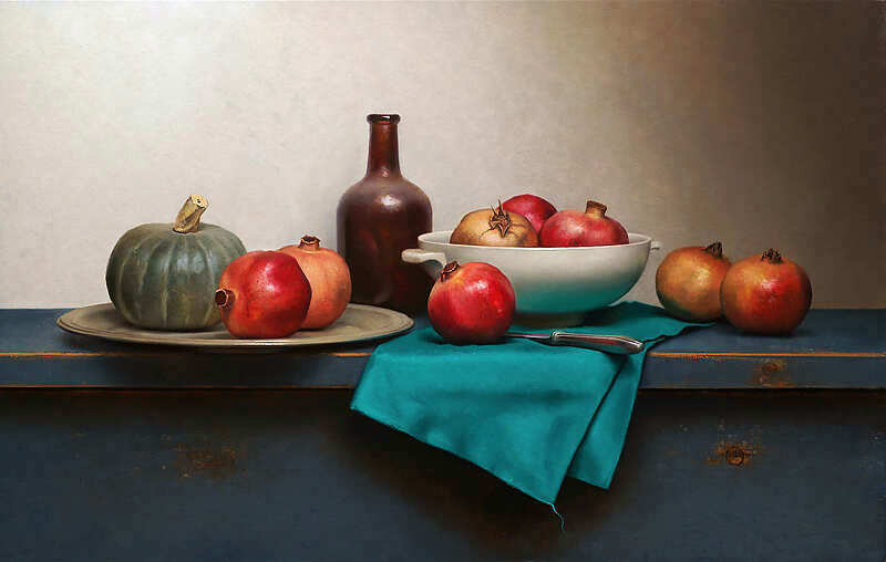 Painting: Stilleven met groen doekje