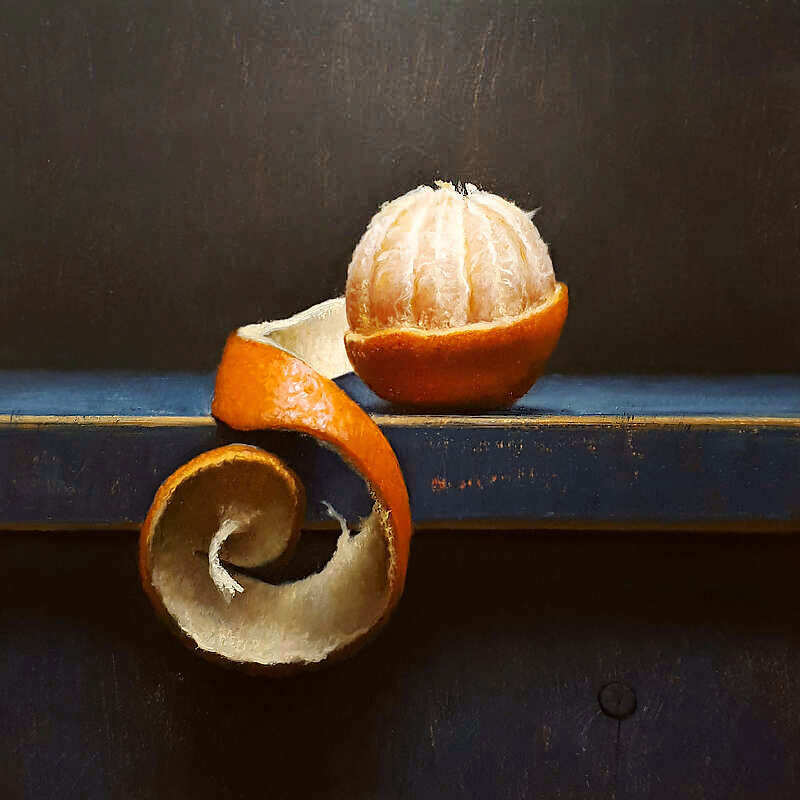 Painting: Stilleven met mandarijntje