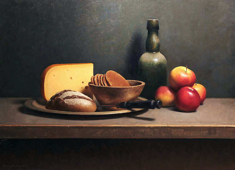 Painting: Stilleven met stroopwafels