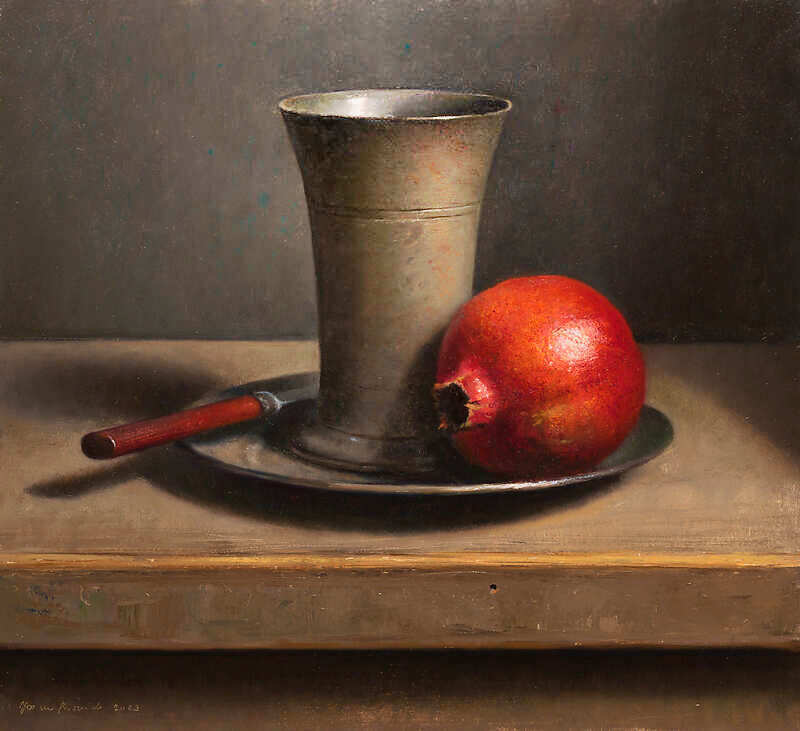 Painting: Stilleven met tinnen beker