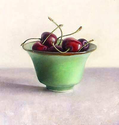 Painting: Stilleven met kersen