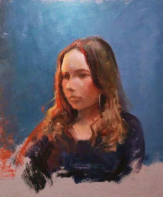 Painting: Figuur met rood licht