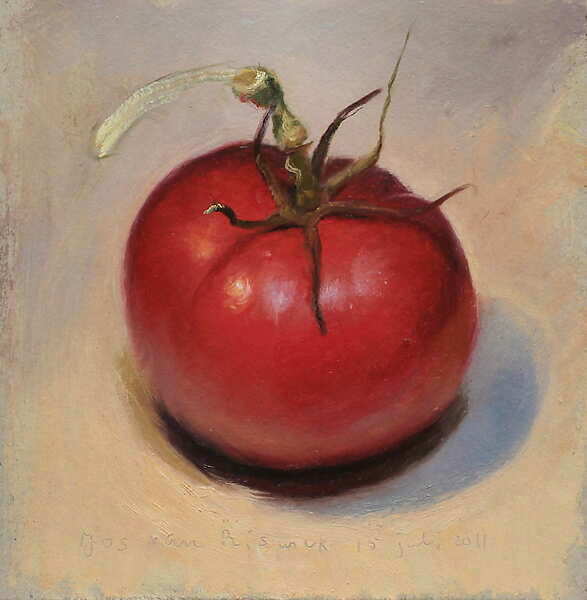 Painting: Tomaat in lamplicht
