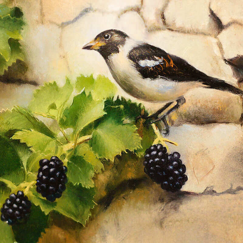 Painting: Vogeltje op bramentak